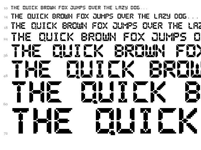 Pixel LCD7 font waterfall